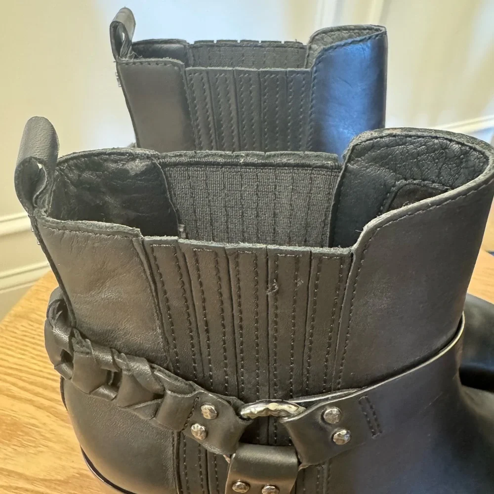 Sam Edelman Dalma Black Leather Harness Chelsea Moto Biker Boots
